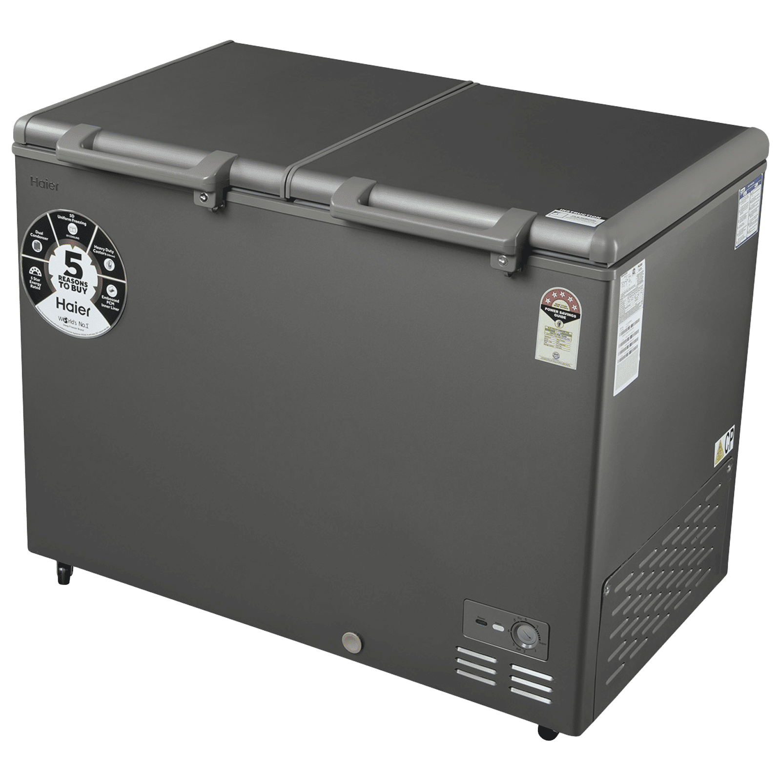 Buy Haier Titanium 345 Litres 5 Star Double Door Deep Freezer